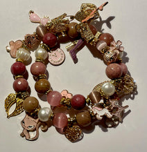 Load image into Gallery viewer, Exotic Rhodonite and Pink Cat Eye Quartz Gemstone Tibetan Double Wrap Bracelet