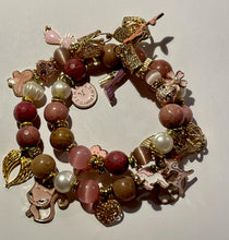 Load image into Gallery viewer, Exotic Rhodonite and Pink Cat Eye Quartz Gemstone Tibetan Double Wrap Bracelet