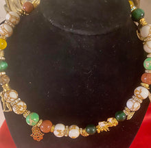 Load image into Gallery viewer, Exotic Green Jasper, White Howlite, Green Agate, Sunstone and Dragon Vein Agate Gemstone Tibetan Double Wrap Bracelet