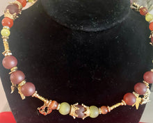 Load image into Gallery viewer, Exotic Matte Red Carnelian, Red Zagste and Yellow Cat Eye Quartz Gemstone Tibetan Double Wrap Bracelet