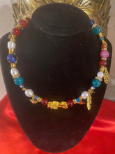 Load image into Gallery viewer, Exotic Blue Tiger Eye, Red Agate, Pink Purple Morganite, Blue Green Agate and Cultured Pearl Gemstone Tibetan Double Wrap Bracelet