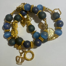 Load image into Gallery viewer, Exotic Matte Blue Agate Gemstone Tibetan Double Wrap Bracelet