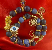 Load image into Gallery viewer, Exotic Matte Blue Agate Gemstone Tibetan Double Wrap Bracelet