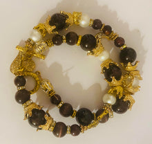 Load image into Gallery viewer, Exotic Garnet and White Cultured Pearl Gemstone Tibetan Double Wrap Bracelet