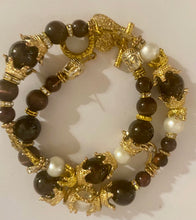 Load image into Gallery viewer, Exotic Garnet and White Cultured Pearl Gemstone Tibetan Double Wrap Bracelet