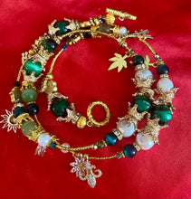 Load image into Gallery viewer, Exotic Green Tiger Eye, Light Green Cat Eye Quartz, Agate and White Cultured Pearl Gemstone Tibetan Triple Wrap Bracelet