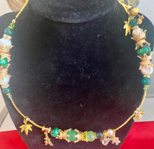 Load image into Gallery viewer, Exotic Green Tiger Eye, Light Green Cat Eye Quartz, Agate and White Cultured Pearl Gemstone Tibetan Triple Wrap Bracelet