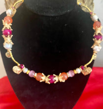 Load image into Gallery viewer, Exotic Bright Fuchsia Pink Tiger Eye, Light Pink Cat Eye Quartz, Peach Agate and White Cultured Pearl Gemstone Tibetan Double Wrap Bracelet