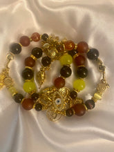 Load image into Gallery viewer, Exotic Matte Carnelian, Deep Red Garnet, Light Yellow Quartz and Red Agate Gemstone Tibetan Triple Wrap  Bracelet