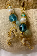 Load image into Gallery viewer, Exotic Blue Quartz Gemstone Tibetan Handmade Dangle Earrings