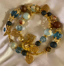 Load image into Gallery viewer, Blue Quartz, Jasper & Matte Agate Gemstone Double Wrap Bracelet