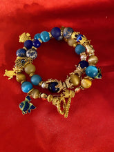 Load image into Gallery viewer, Yellow Tiger Eye & Blue Jasper Gemstone Double Wrap Bracelet