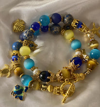 Load image into Gallery viewer, Yellow Tiger Eye & Blue Jasper Gemstone Double Wrap Bracelet