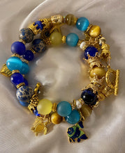 Load image into Gallery viewer, Yellow Tiger Eye & Blue Jasper Gemstone Double Wrap Bracelet