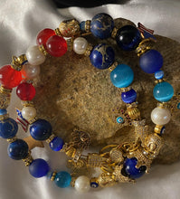 Load image into Gallery viewer, Exotic Red Agate Pearl & Blue Jasper Double Wrap Bracelet