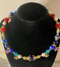 Load image into Gallery viewer, Exotic Red Agate Pearl & Blue Jasper Double Wrap Bracelet