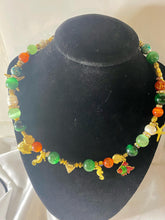 Load image into Gallery viewer, Exotic Green, Orange Tiger Eye Agate & Pearl Gemstone Tibetan Double Wrap Bracelet, Fish Marine Charms