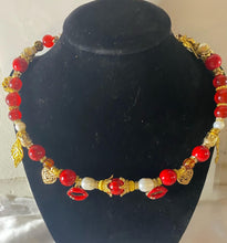 Load image into Gallery viewer, Exotic Red Agate, Red Jasper & Cultured Pearl Gemstone Tibetan Double Wrap Bracelet