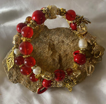 Load image into Gallery viewer, Exotic Red Agate, Red Jasper & Cultured Pearl Gemstone Tibetan Double Wrap Bracelet