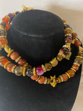 Load image into Gallery viewer, Brown Tiger Eye & Grey Dragon Vein Agate Triple Wrap Bracelet