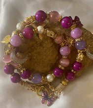 Load image into Gallery viewer, Exotic Pink Tiger Eye, Cultured Pearl & Deep Pink Jasper Gemstone Tibetan Double Wrap Bracelet