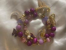 Load image into Gallery viewer, Exotic Pink Tiger Eye, Cultured Pearl & Deep Pink Jasper Gemstone Tibetan Double Wrap Bracelet