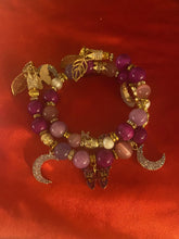 Load image into Gallery viewer, Exotic Pink Tiger Eye, Cultured Pearl & Deep Pink Jasper Gemstone Tibetan Double Wrap Bracelet