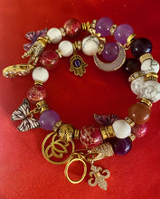 Load image into Gallery viewer, Exotic Red Agate, White Howlite, Tiger Eye & Red Jasper Gemstone Tibetan Double Wrap Bracelet