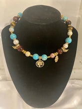 Load image into Gallery viewer, Exotic Turquoise, Tiger Eye & Pearl Gemstone Double Wrap Bracelet