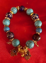 Load image into Gallery viewer, Exotic Turquoise & Blue Jasper Gemstone Stretch Bracelet