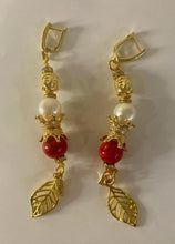 Load image into Gallery viewer, Exotic Pearl & Red Jasper Gemstone Dangle Earrings