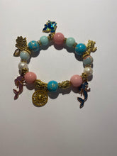Load image into Gallery viewer, Exotic Pink Quartz, Blue Angelite & Jasper Stretch Gemstone Bracelet