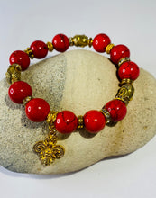 Load image into Gallery viewer, Exotic Red Jasper Gemstone Stretch Bracelet