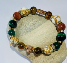 Load image into Gallery viewer, Exotic Brown Tiger Eye Howlite Stretch Gemstone Bracelet
