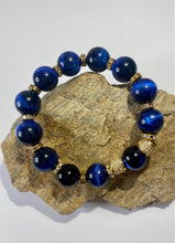 Load image into Gallery viewer, Exotic Natural Royal Blue Tiger Eye Gemstone Stretch Bracelet