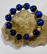 Load image into Gallery viewer, Exotic Natural Royal Blue Tiger Eye Gemstone Stretch Bracelet