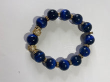 Load image into Gallery viewer, Exotic Natural Royal Blue Tiger Eye Gemstone Stretch Bracelet