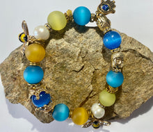 Load image into Gallery viewer, Exotic Green and Turquoise Matte Agate Tibetan Stretch Bracelet