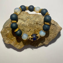 Load image into Gallery viewer, Exotic Matte Agate and Matte Opal Gemstone Stretch Bracelet