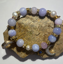 Load image into Gallery viewer, Exotic Larimar Gemstone in Shades of Violet Stretch Bracelet