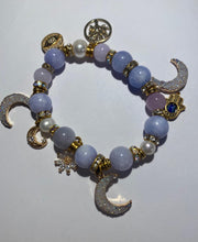 Load image into Gallery viewer, Exotic Larimar Gemstone in Shades of Violet Stretch Bracelet