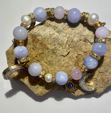 Load image into Gallery viewer, Exotic Larimar Gemstone in Shades of Violet Stretch Bracelet