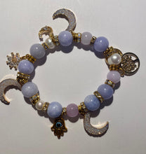 Load image into Gallery viewer, Exotic Larimar Gemstone in Shades of Violet Stretch Bracelet