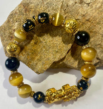 Load image into Gallery viewer, Exotic Gold Tiger Eye Gemstone Stretch Bracelet #4 for Men