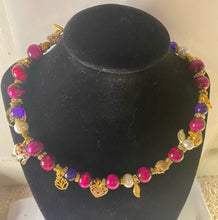 Load image into Gallery viewer, Exotic Fuchsia Tiger Eye Gemstone Double Wrap Bracelet