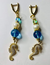 Load image into Gallery viewer, Exotic Blue Quartz Gemstone Tibetan Handmade Dangle Earrings