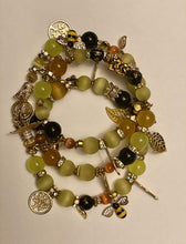 Load image into Gallery viewer, Light Green, Yellow Tiger Eye,  Orange Agate  & Black Obsidian Gemstone Tibetan Triple Wrap Bracelet