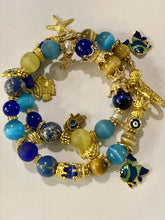 Load image into Gallery viewer, Yellow Tiger Eye & Blue Jasper Gemstone Double Wrap Bracelet