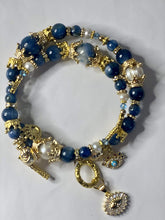 Load image into Gallery viewer, Exotic Kyanite & Pearl Gemstone Tibetan Double Wrap Bracelet