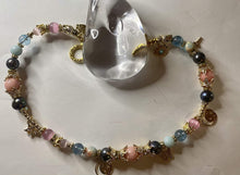 Load image into Gallery viewer, Exotic Pink Cat Blue Quartz, Black Pearl Gemstone Double Wrap Bracelet